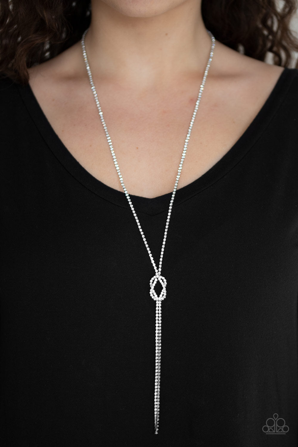 Paparazzi Knockout Knot - White Necklace
